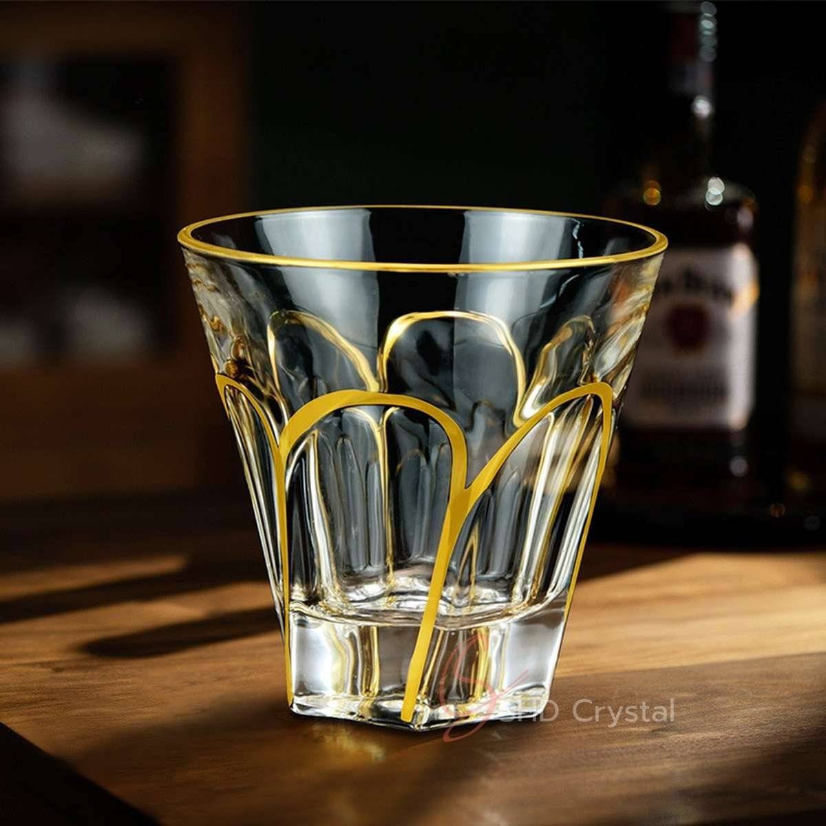 Freeform Curve Gilded Crystal Glass Whiskey Tumbler