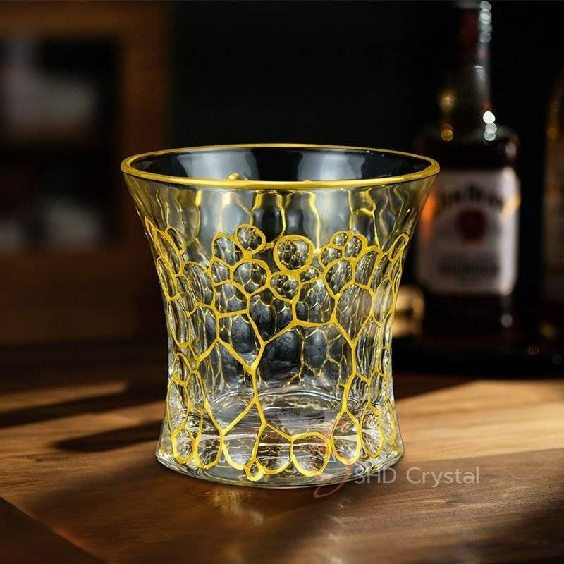 Organic Honeycomb Gilded Crystal Glass Whiskey Tumbler