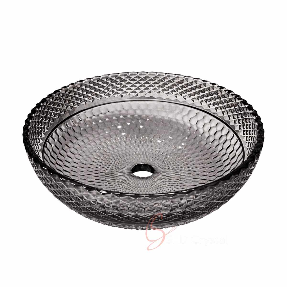Smoky Faceted Bowl Crystal Washbasin