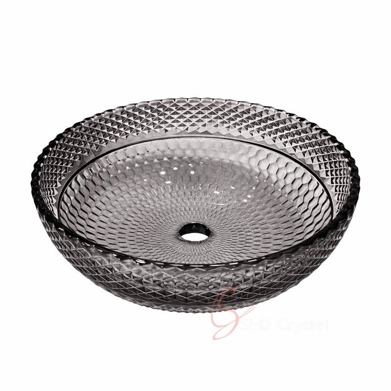 Smoky Faceted Bowl Crystal Washbasin