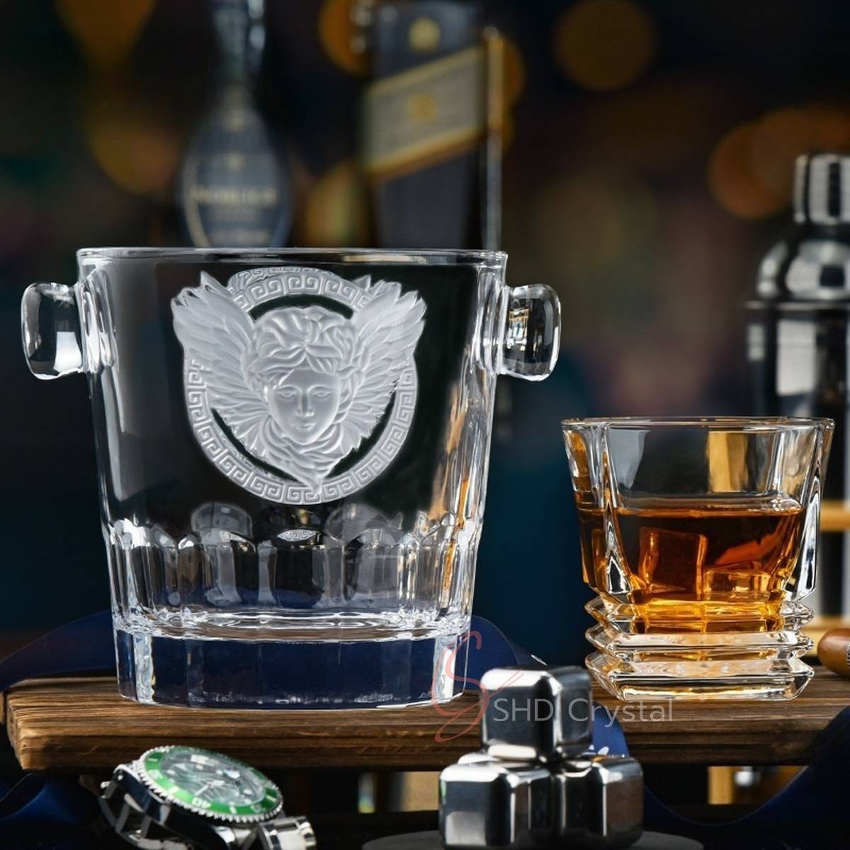 Medusa Crest Crystal Ice Bucket
