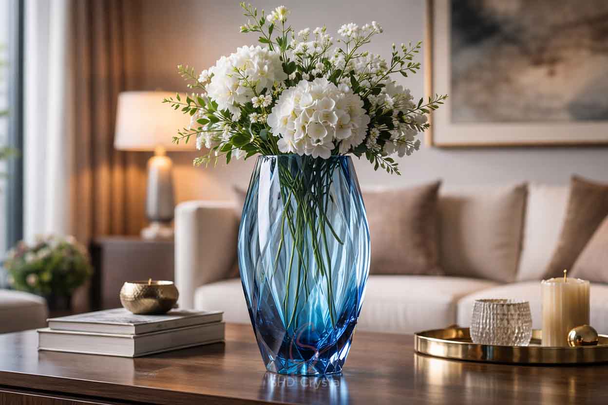 blue crystal vase factory