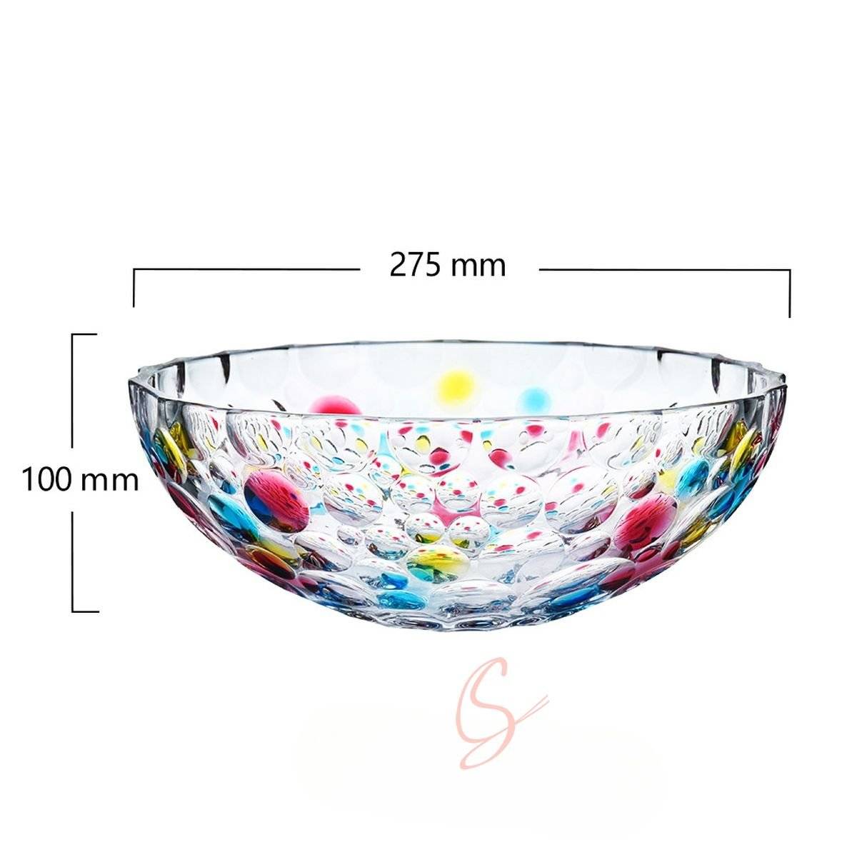 Multicolor Bubble Glass Fruit Bowl