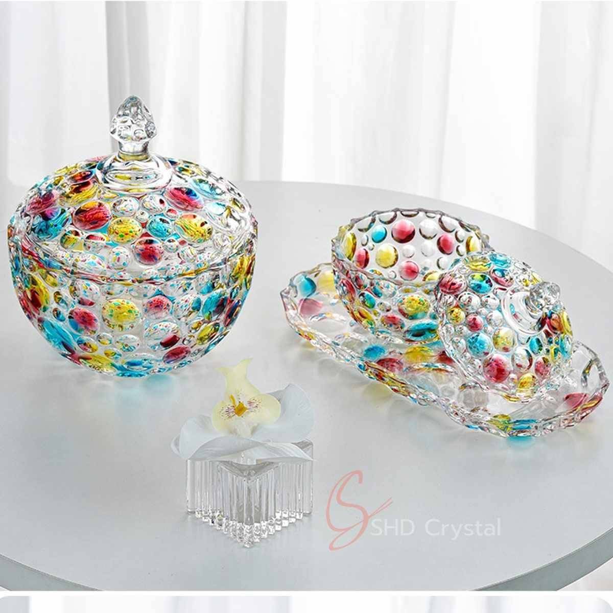 Multicolor Bubble Glass Candy Jar (Large)