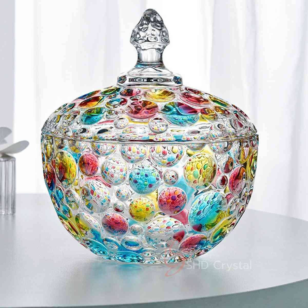 Multicolor Bubble Glass Candy Jar (Large)