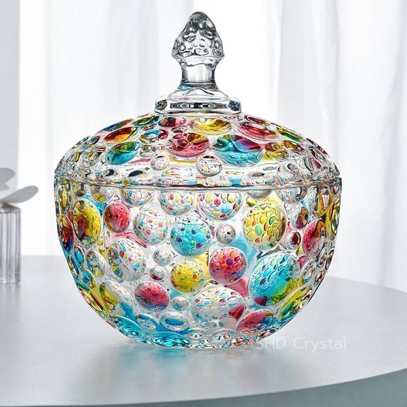 Multicolor Bubble Glass Candy Jar (Large)