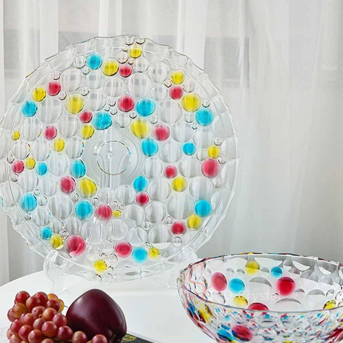 Multicolor Bubble Glass Plate