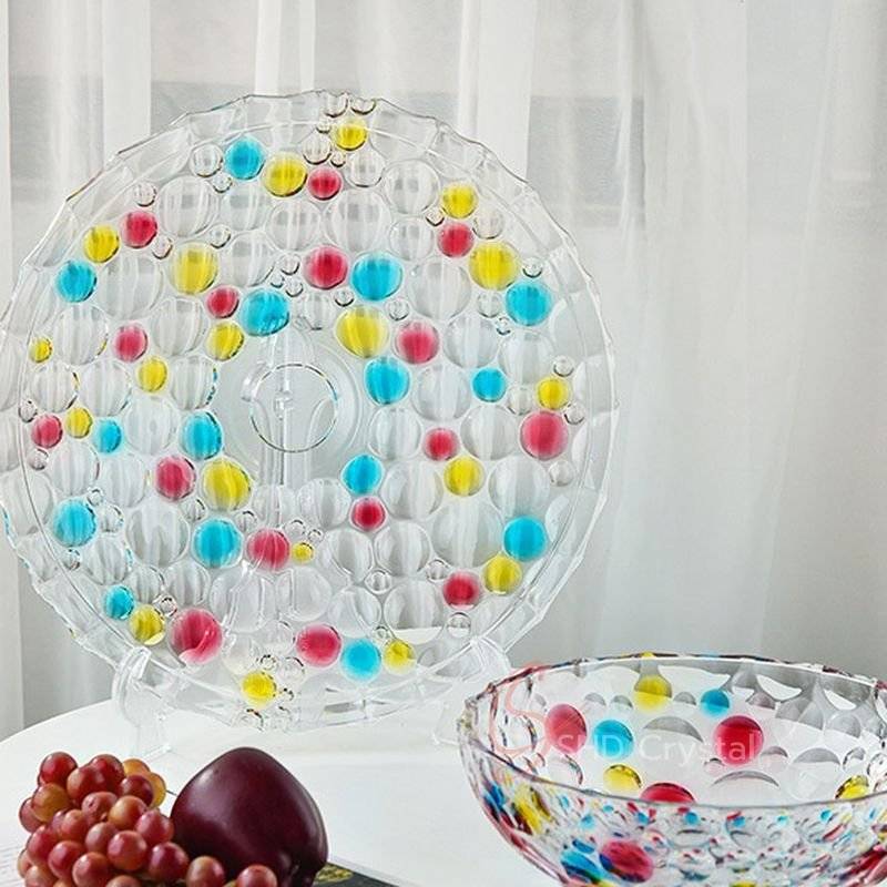 Multicolor Bubble Glass Plate