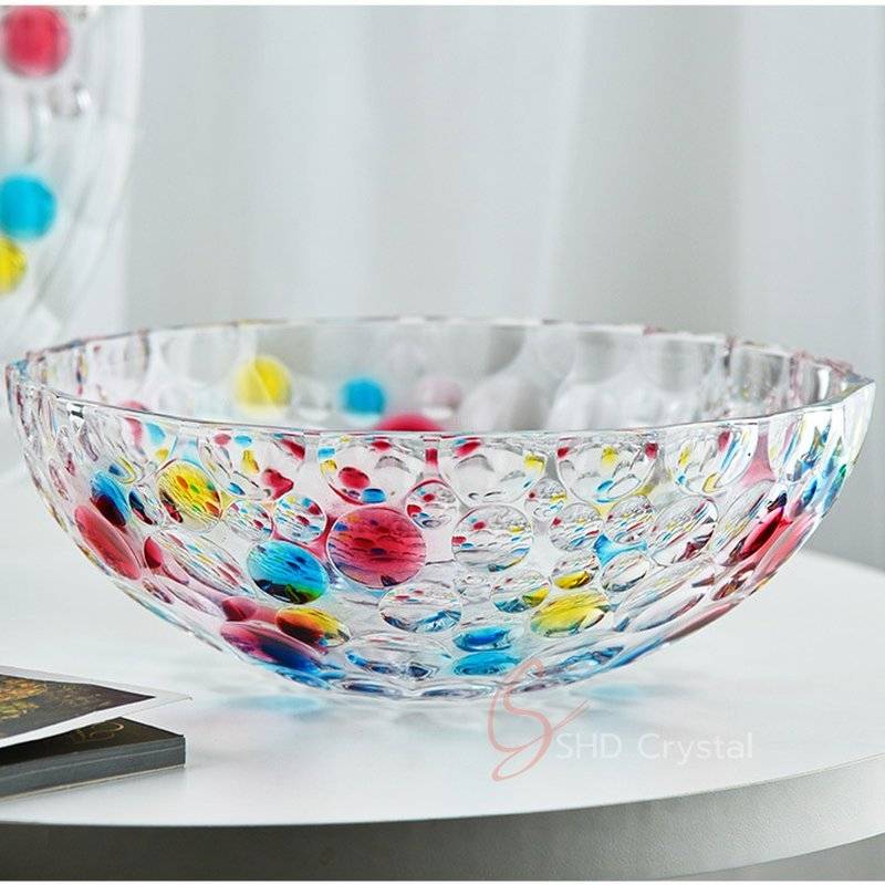 Multicolor Bubble Glass Fruit Bowl