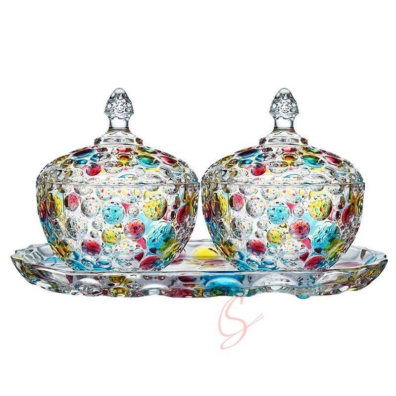 Multicolor Bubble Glass Candy Jar (Small)