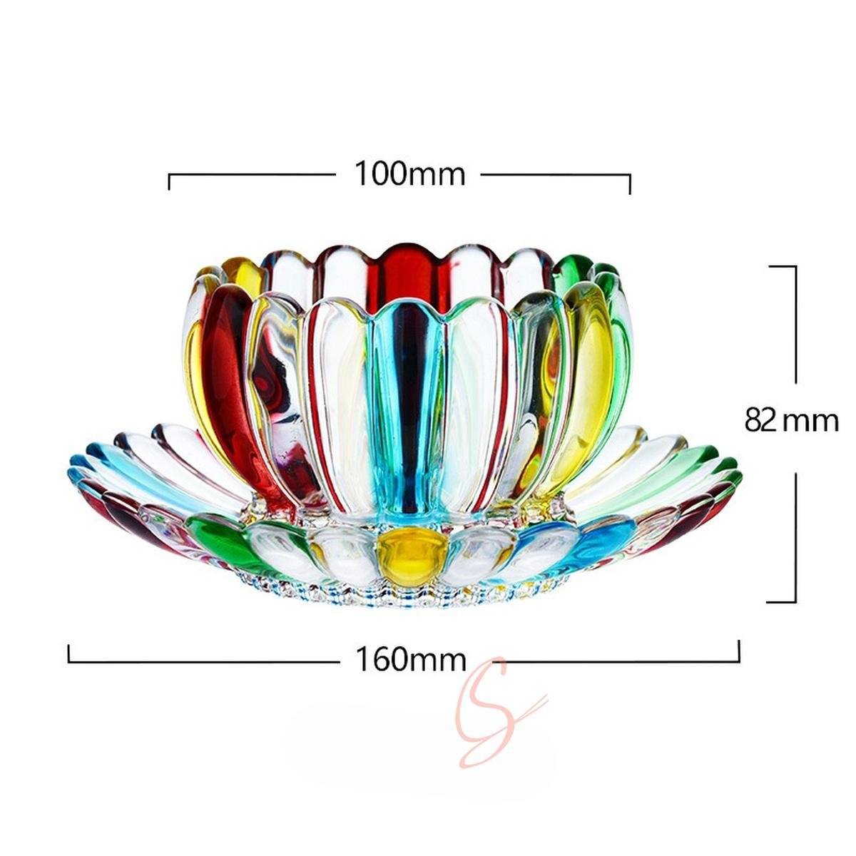 Multicolor Fluted Glass Candy Bowl Set