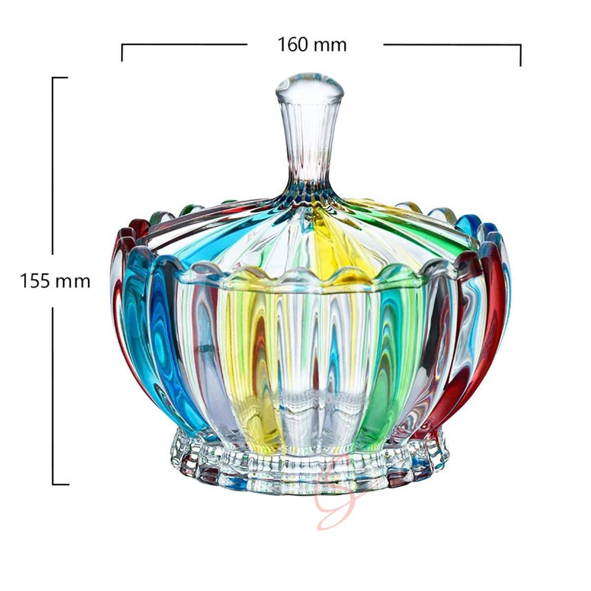 Multicolor Fluted Glass Candy Jar