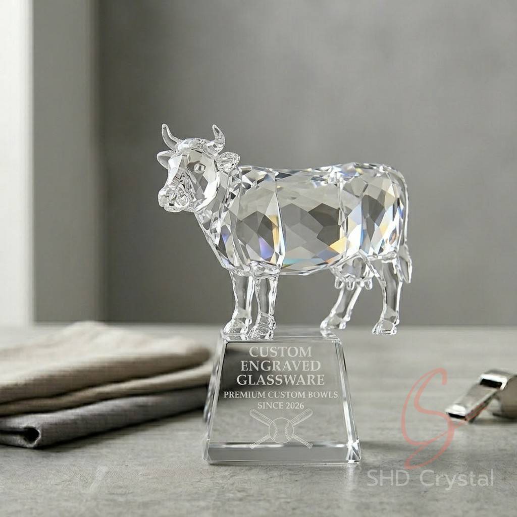 crystal glass cow OEM