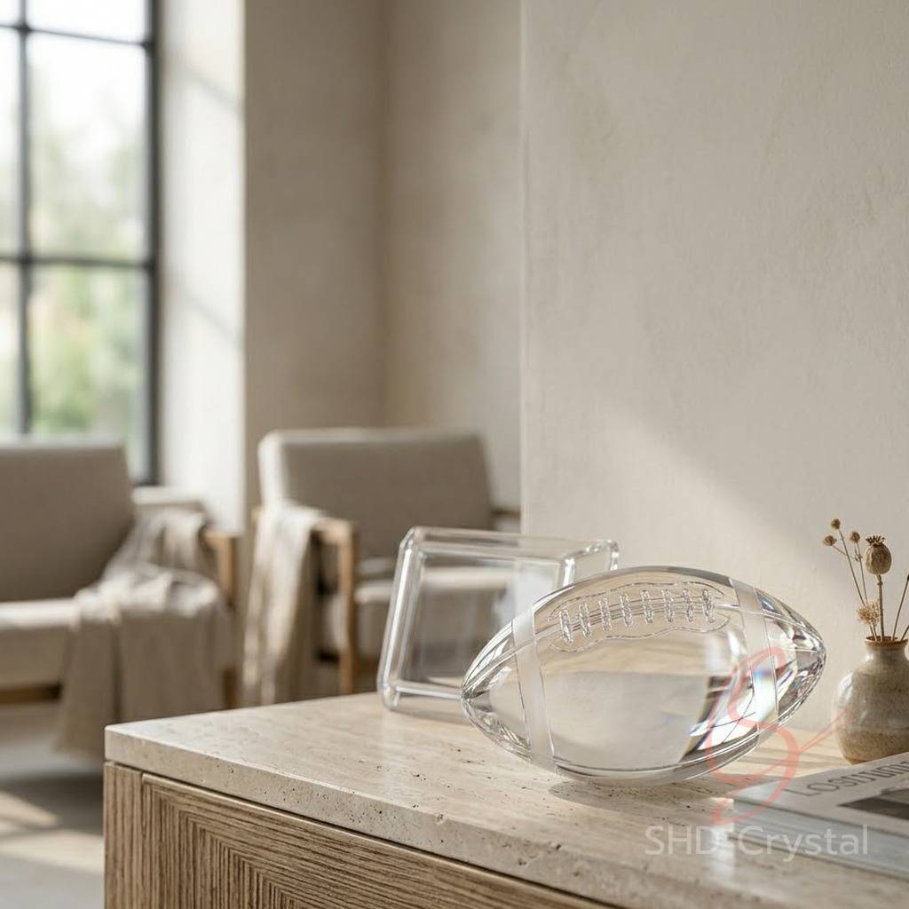 custom crystal glass football