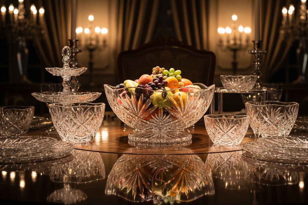 crystal serving bowl sets