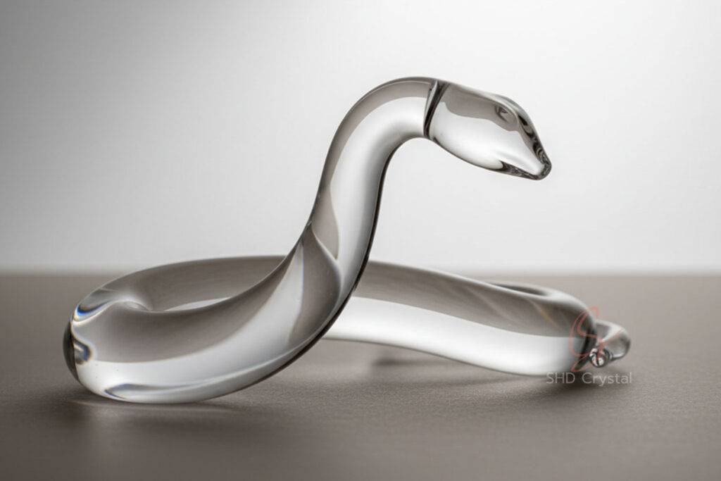 Crystal Glass Snake OEM Sculpture Design and Craft