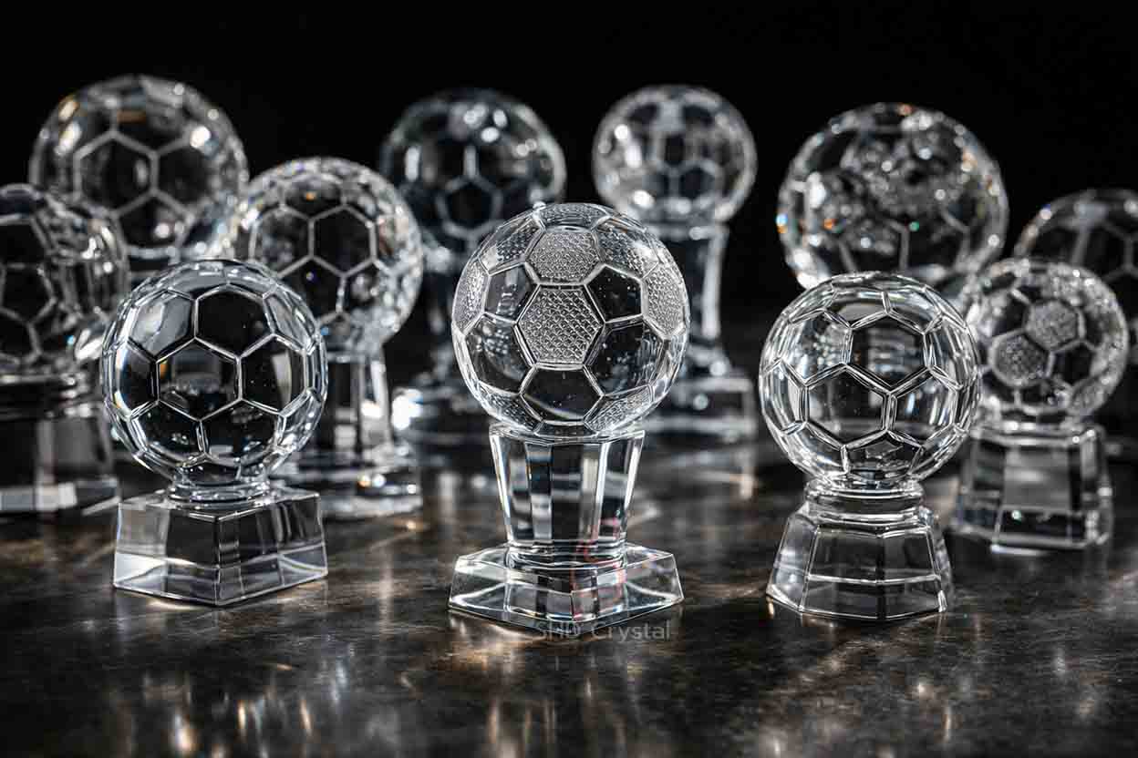 custom crystal football trophy