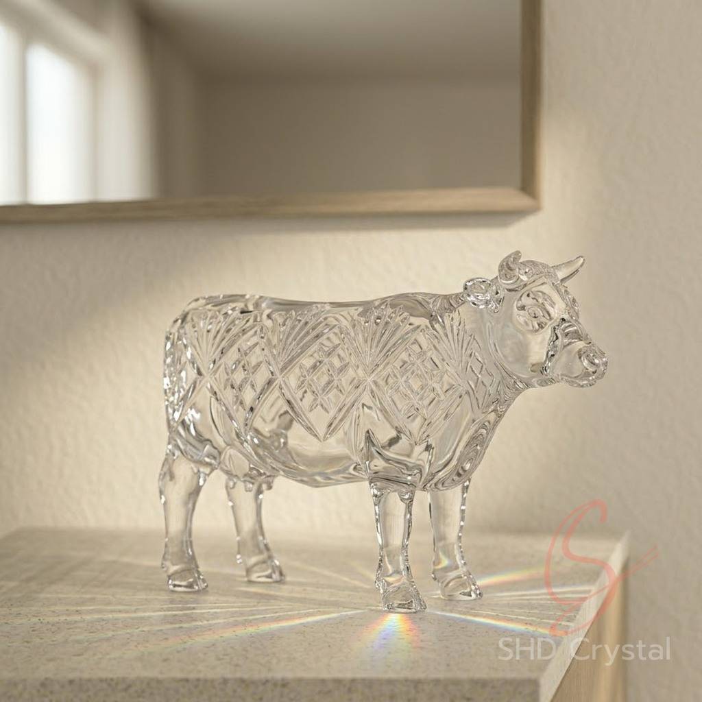 custom crystal glass cow