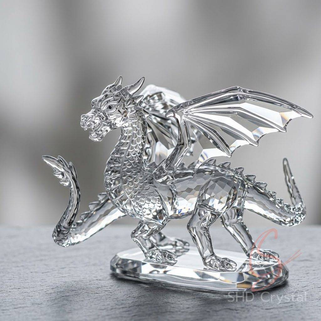 ustom crystal glass dragon