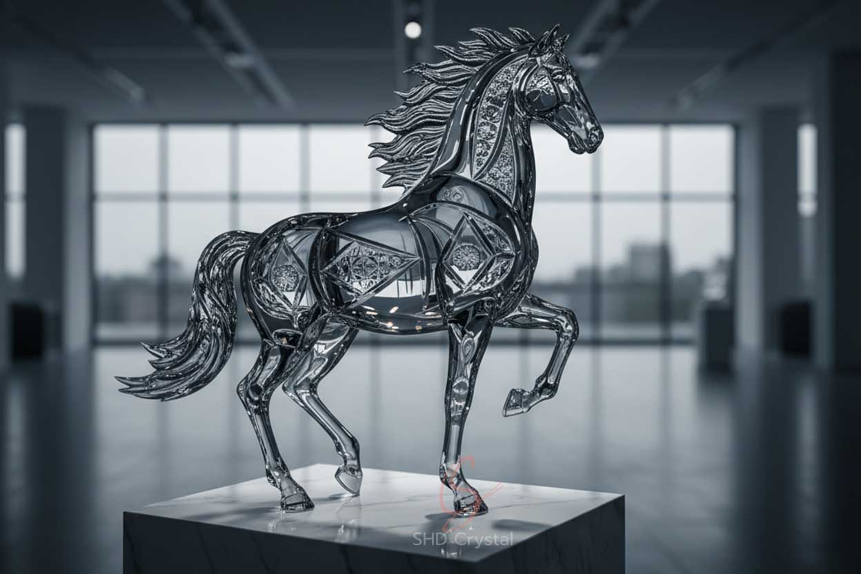 custom crystal glass horse