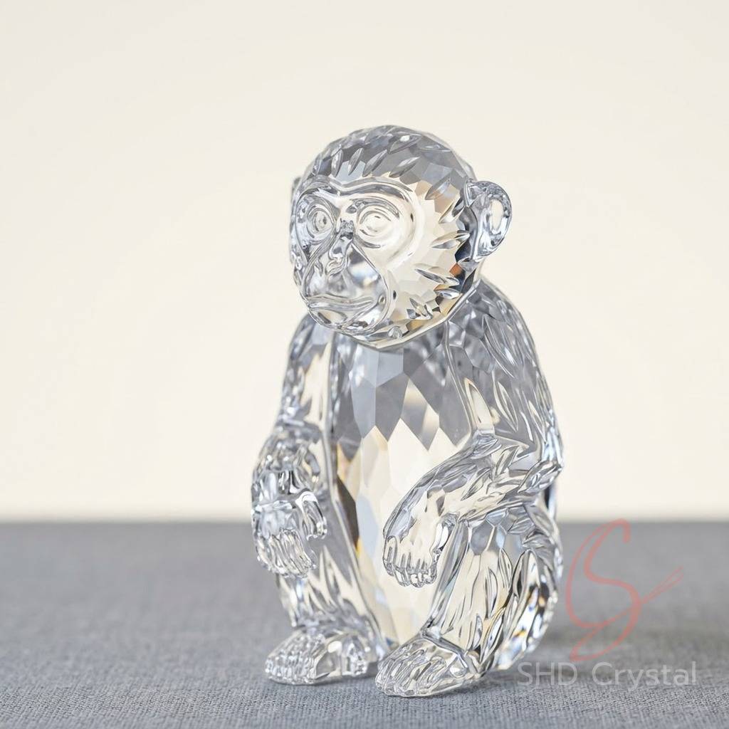 custom crystal glass monkey