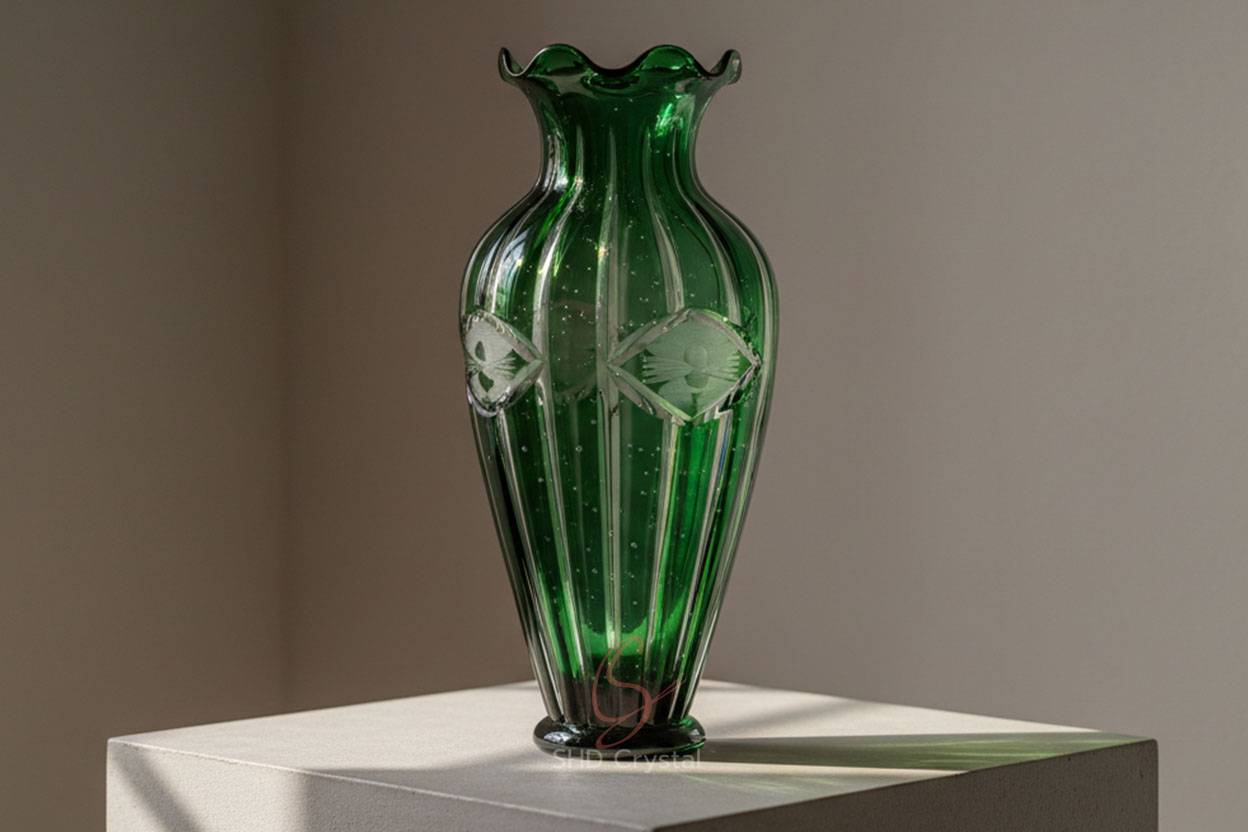custom green glass vase