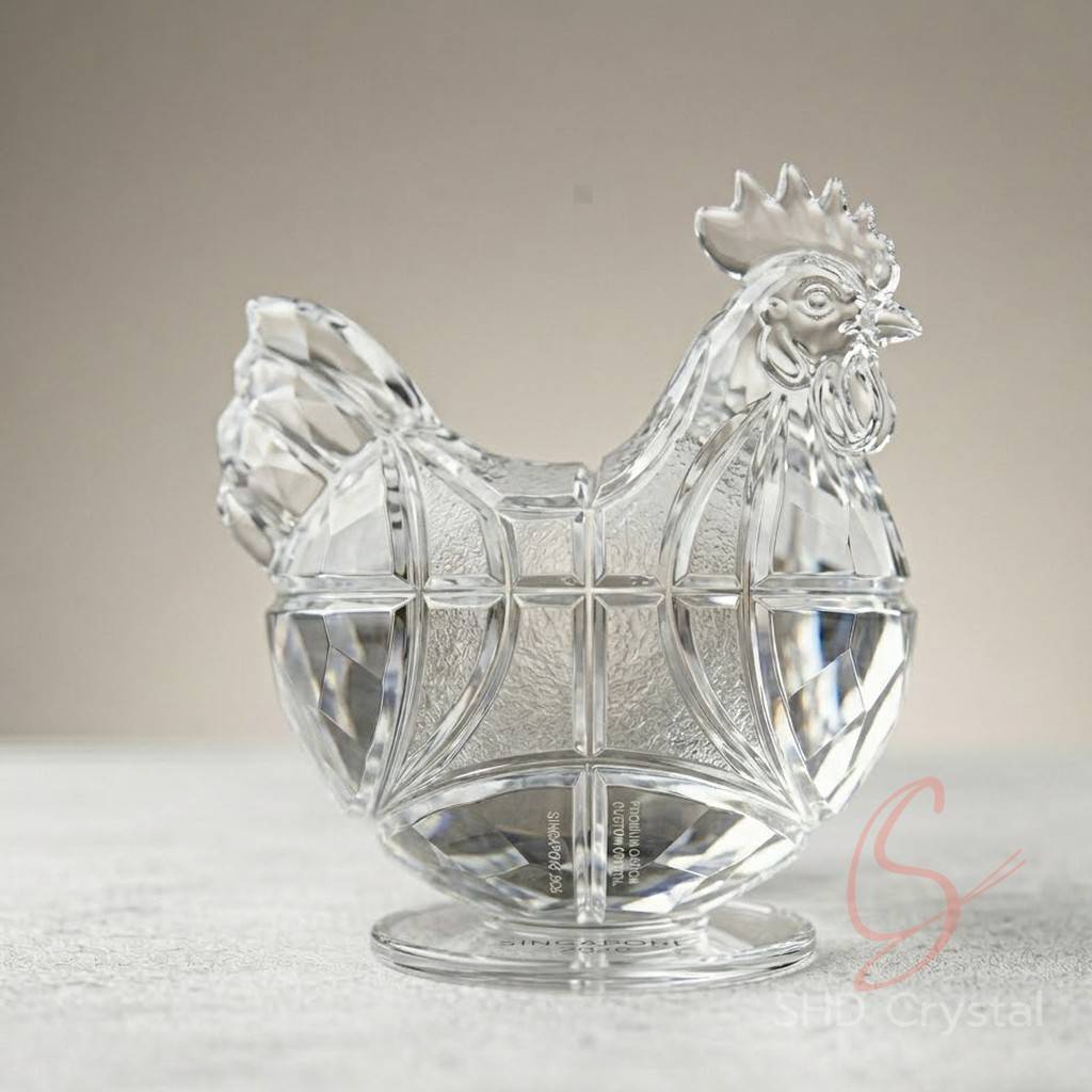 customized crystal glass chicken