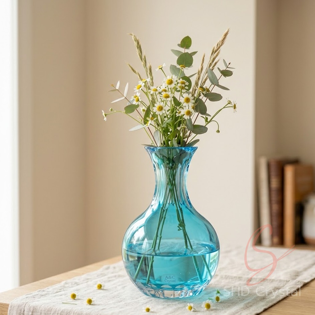 cyan crystal vase factory