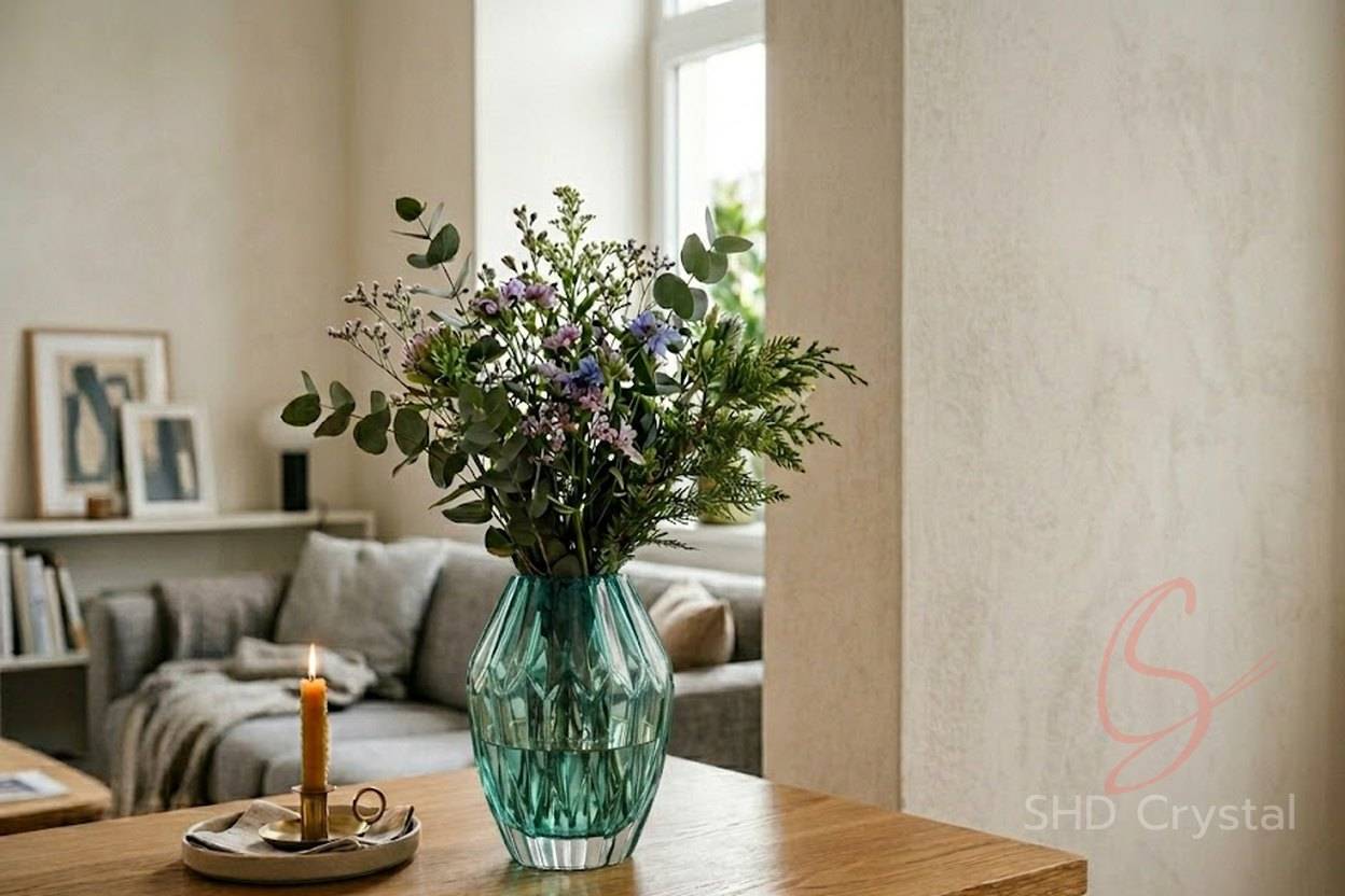 cyan crystal vase factory