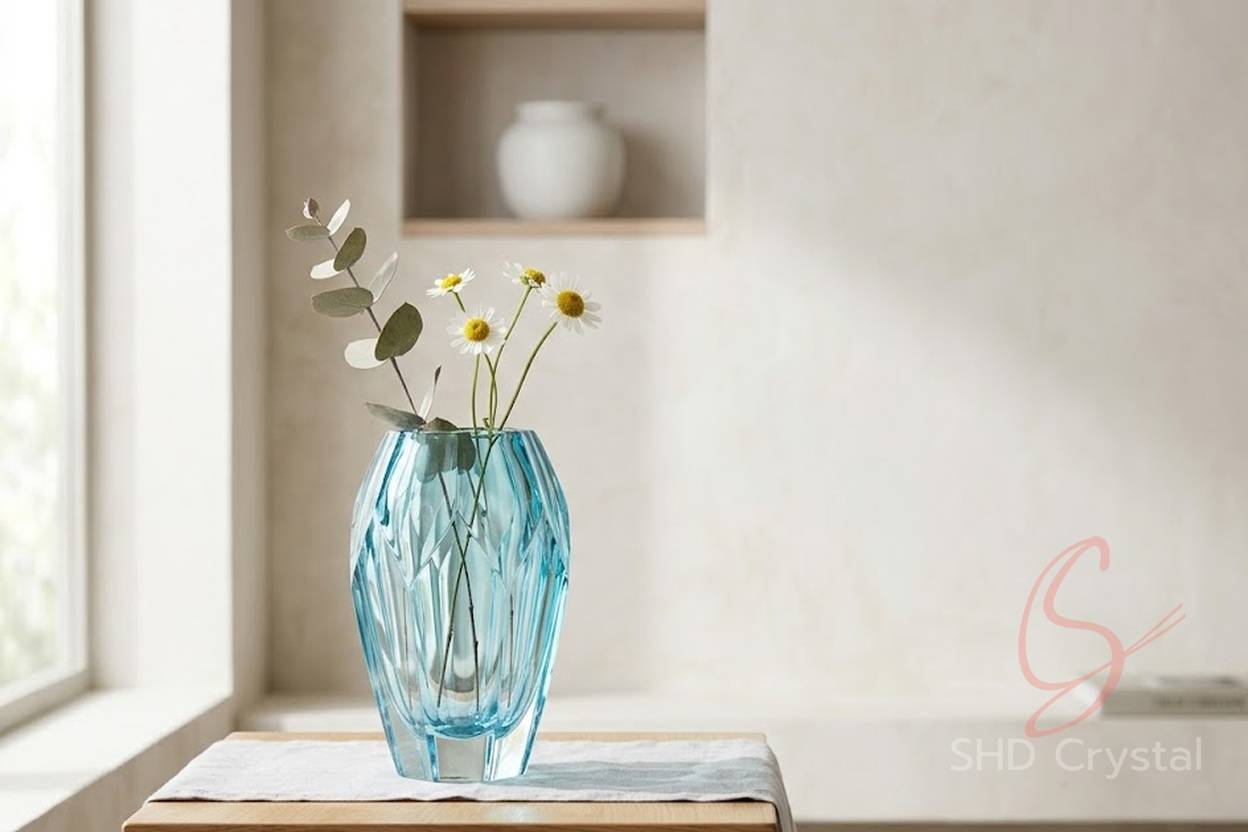 cyan crystal vase factory