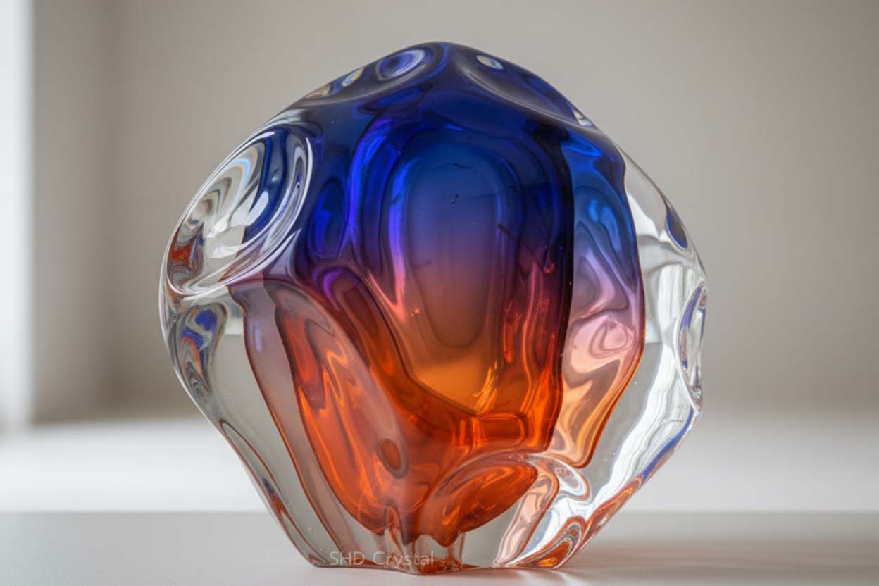 gradient crystal glass sculpture
