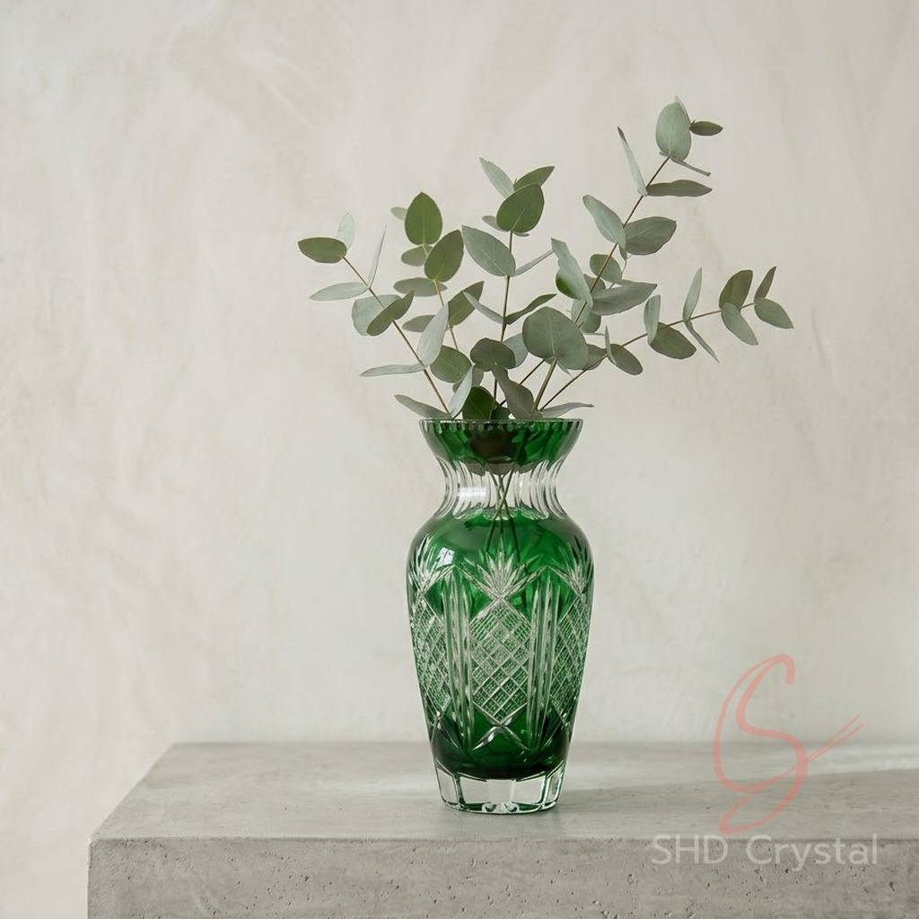 green crystal vase factory
