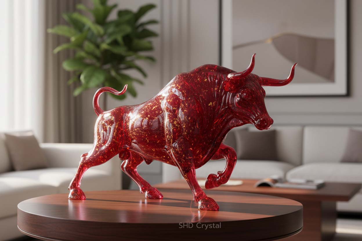 hand-blown glass bull