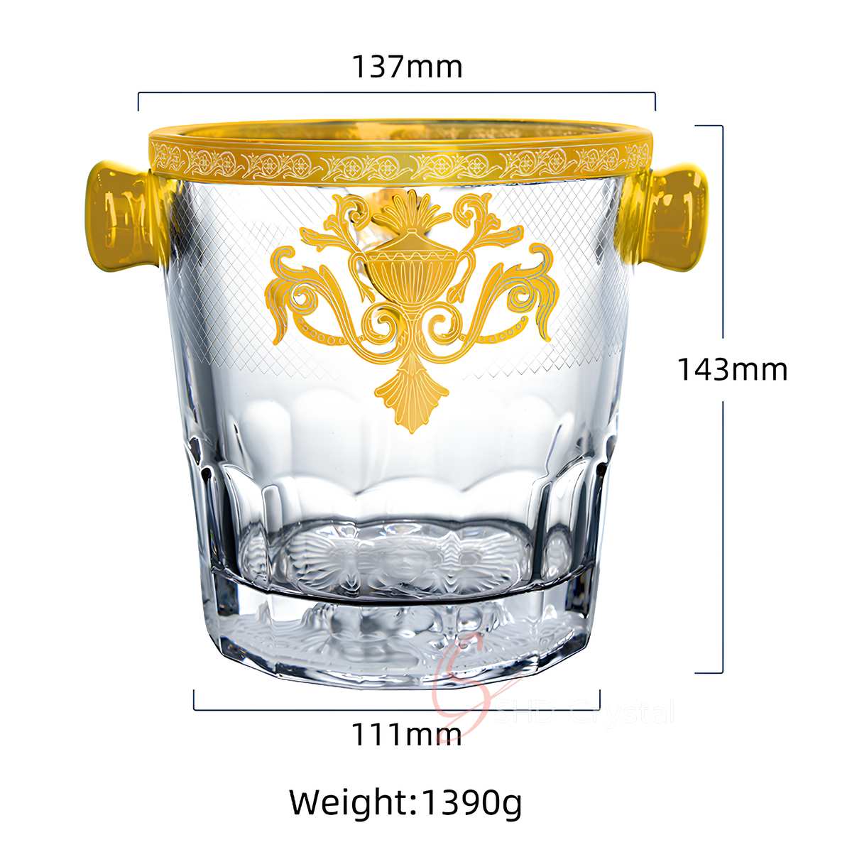 Heraldic Gold Crystal Ice Bucket