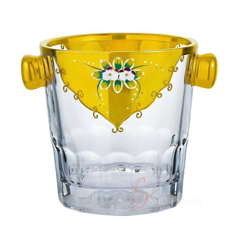 Floral Gilded Crystal Ice Bucket