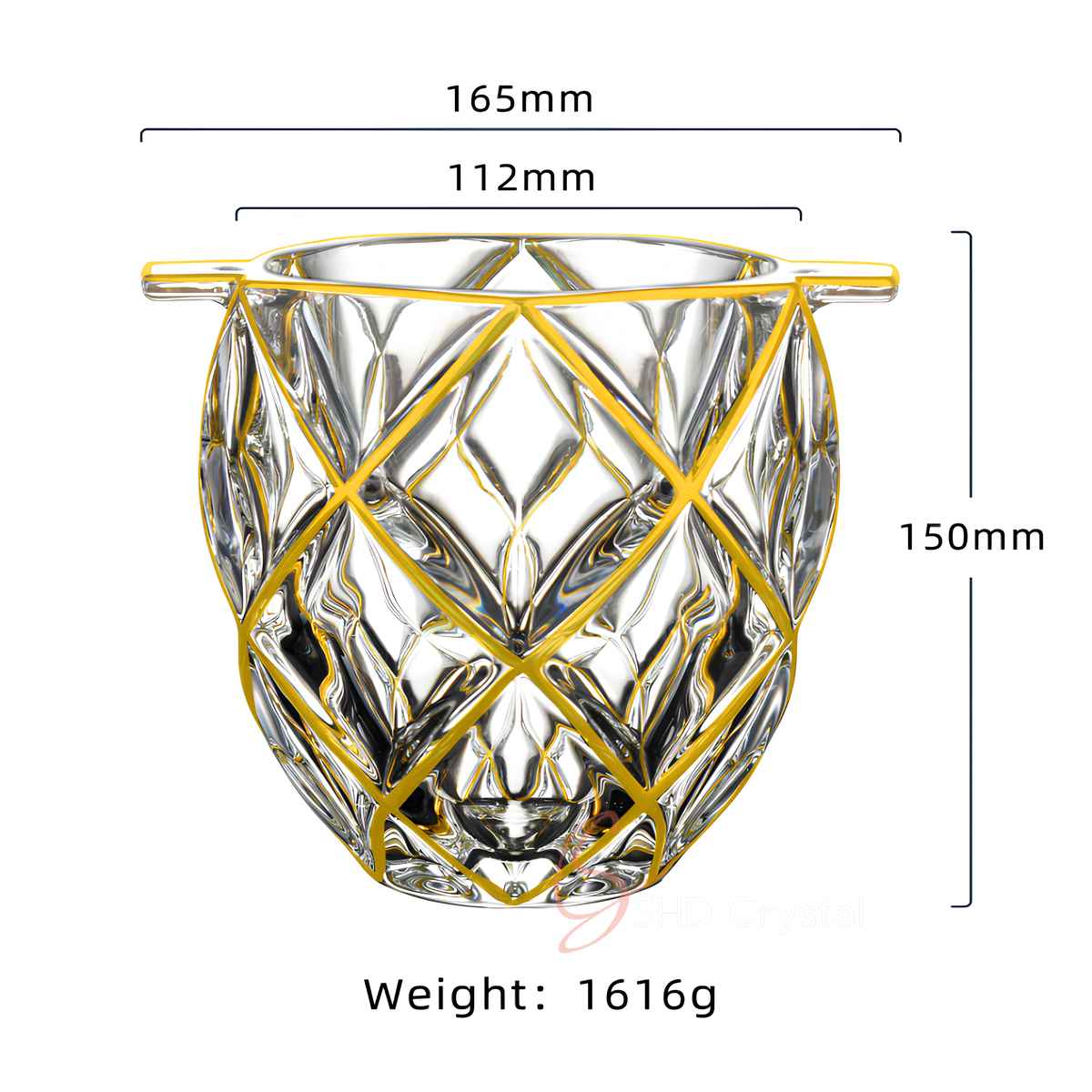 Gilded Lattice Facet Crystal Ice Bucket
