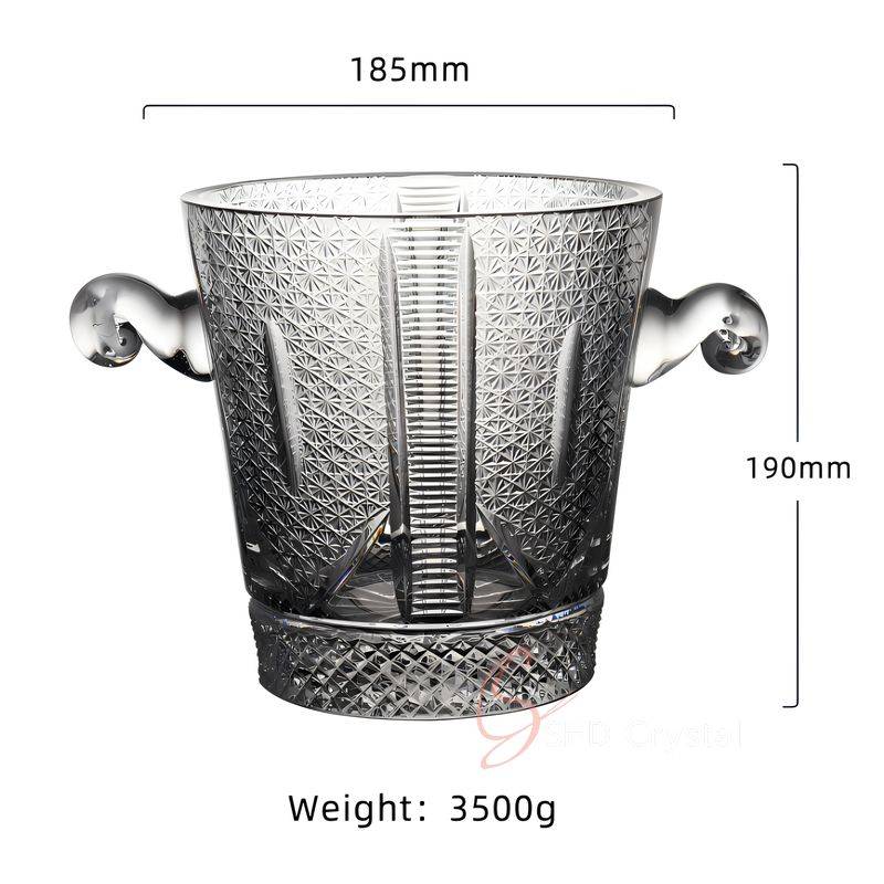 Guilloché Engraved Crystal Ice Bucket