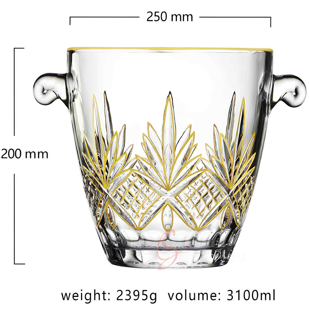 Deco Palm Gilded Crystal Ice Bucket