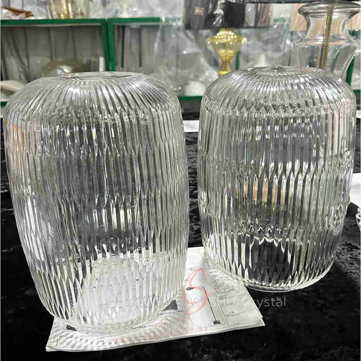 Clear Barrel Ribbed Crystal Lampshade