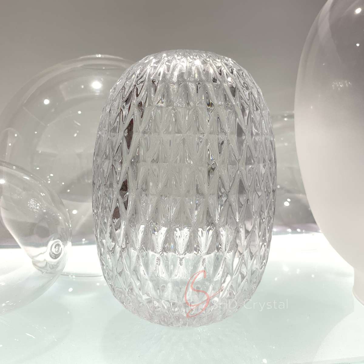 Clear Oval Twisted Ripple Crystal Lampshade