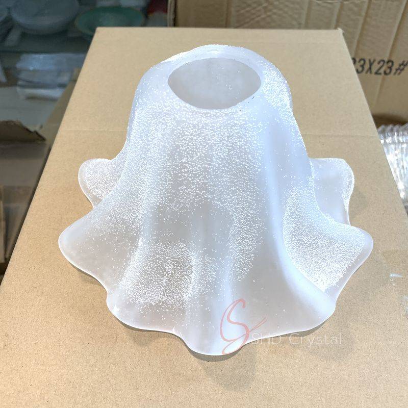 Frosted Hand-Blown Wavy Glass Table Lampshade