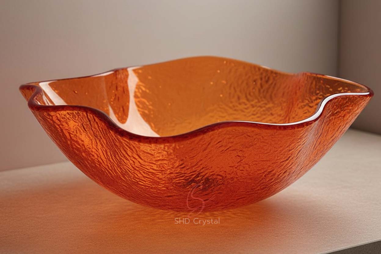 orange glass washbasins