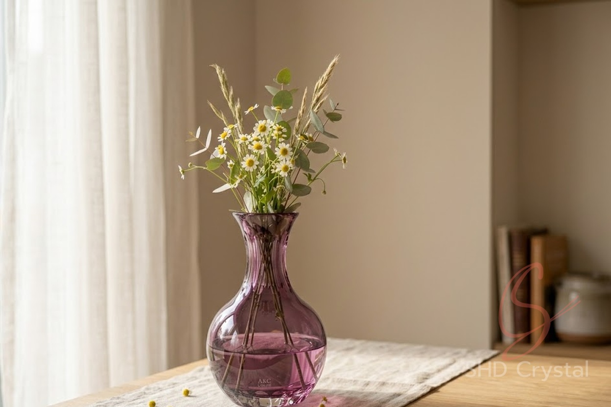 purple glass vase factory