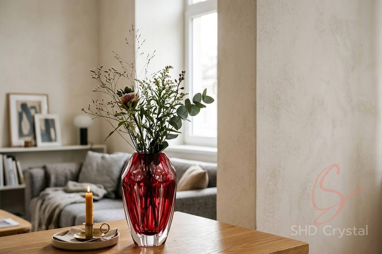 red crystal vase factory