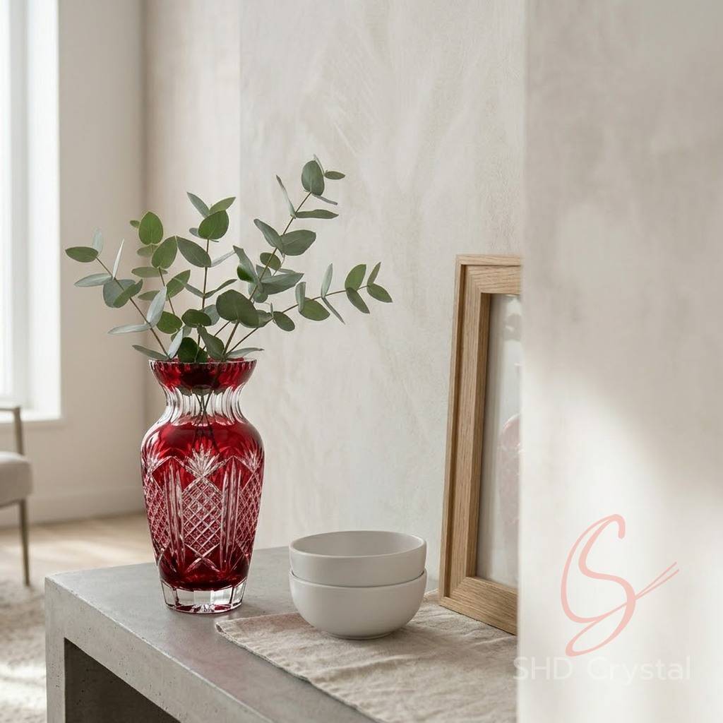 red crystal vase factory