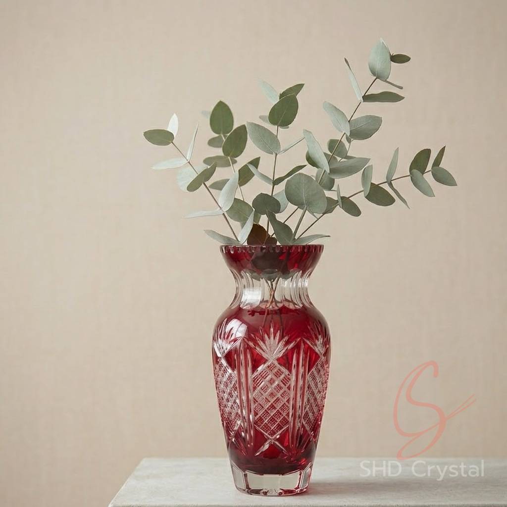 red glass vase factory