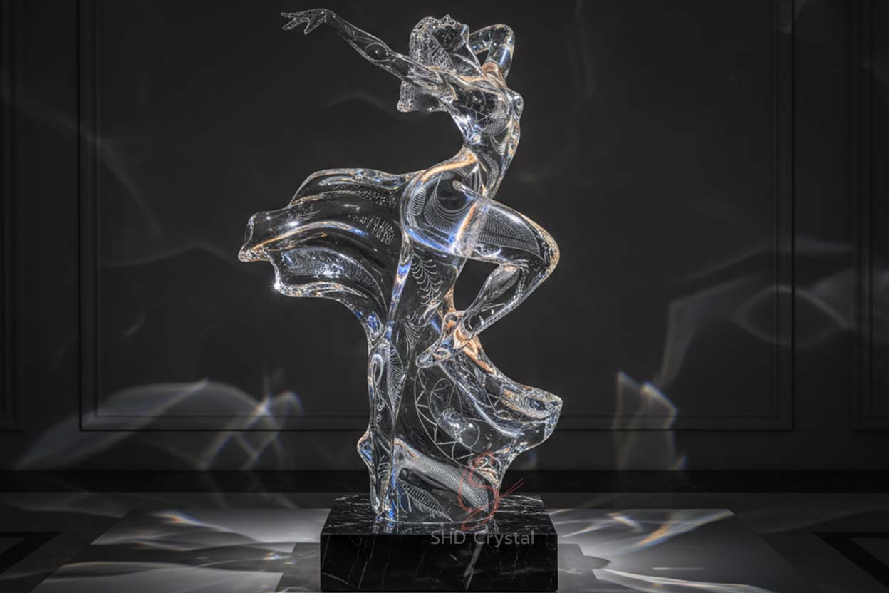 sculpture in clear glass
