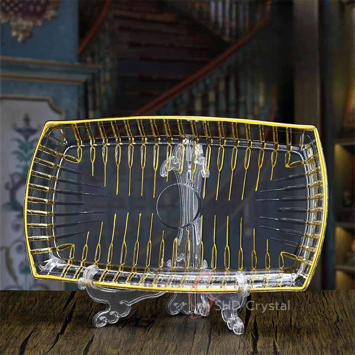 Swallow Tail Gold Glass Rectangular Tray