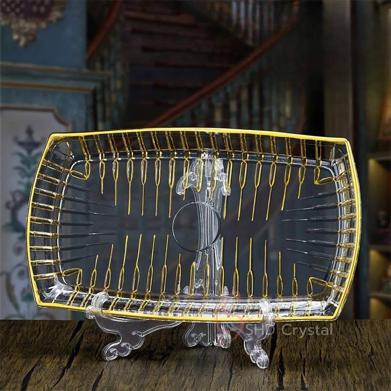 Swallow Tail Gold Glass Rectangular Tray