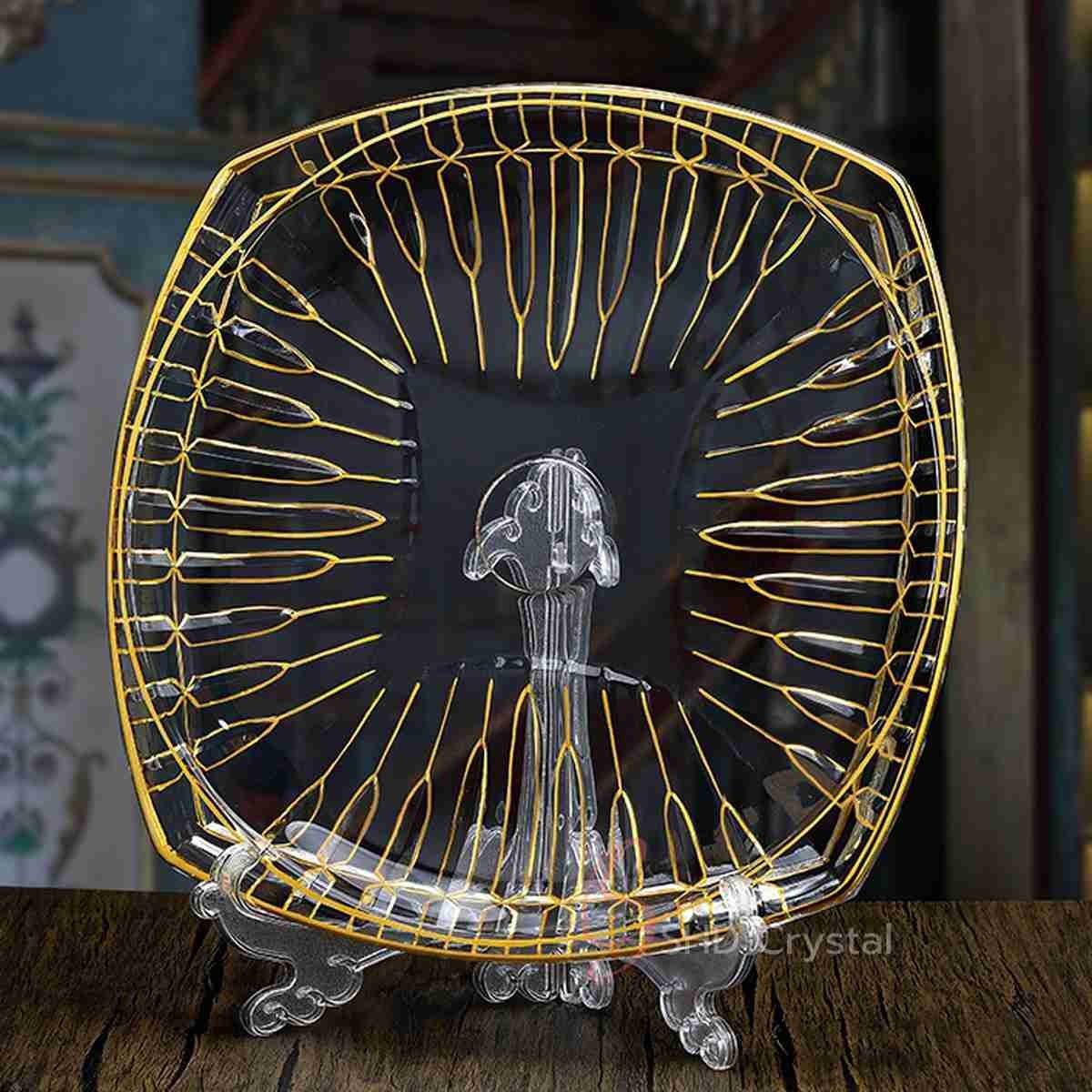 Swallow Tail Gold Glass Oval Serving Plate